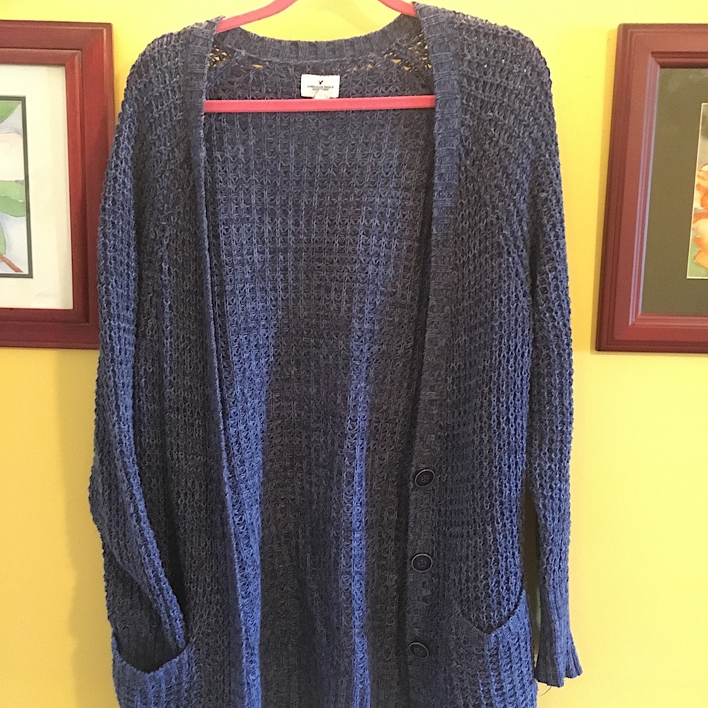 American Eagle Outfitters Navy Blue Open Knit Cardigan